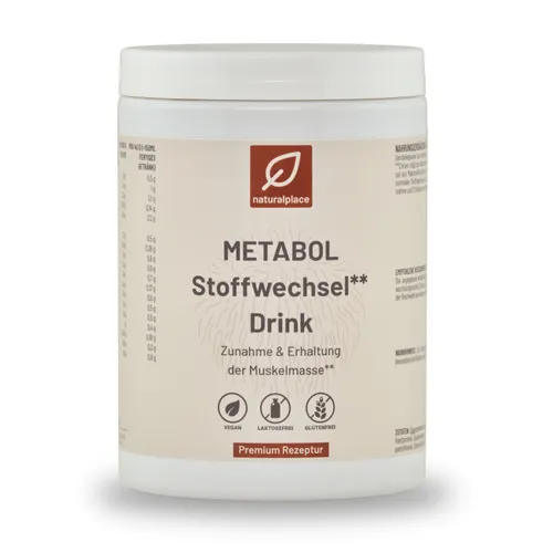 naturalplace METABOL Stoffwechsel Drink - 400 g pflanzliches Proteinpulver - Essentielle Aminosäuren für den Muskelaufbau, angereichert mit Vitalpilzen und Vitaminen. Ideal für mehr Energie und geistige Leistung im Alltag.