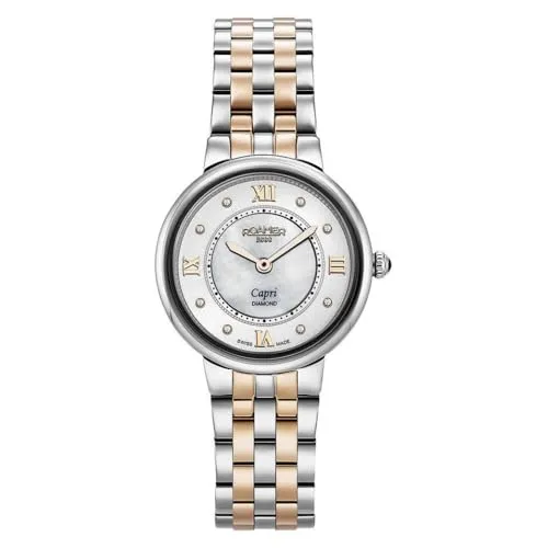 Roamer 859845 49 29 50 Damen Capri Diamant zweifarbig Armband Armbanduhr, Weißer Wischmopp, Armband