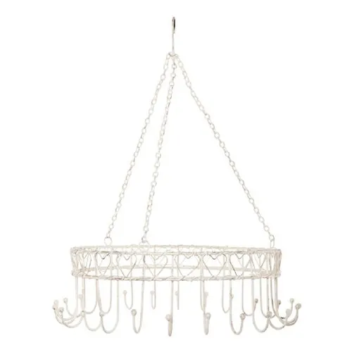 dekorative Kräuterkrone Küchenkrone aus Metalldraht shabby cremeweiß