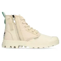 PALLADIUM Damen Schnürstiefelette Pampa Detroit Zip SU - Creme - 38 - Modische Damen High-Top-Schnürstiefelette mit seitlichem Reißverschluss für einfaches Anziehen. Bequem und strapazierfähig, ideal für jeden Tag.