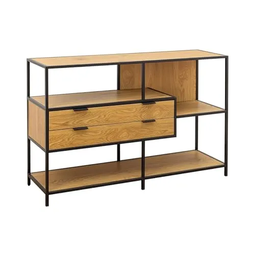 riess-ambiente Bücherregal SLIM LINE 115cm - Industrial Bücherregal aus MDF und Metall, bietet mit zwei Schubladen und drei Regalfächern stilvollen Stauraum für Bücher und Deko in modernem Loft-Design.
