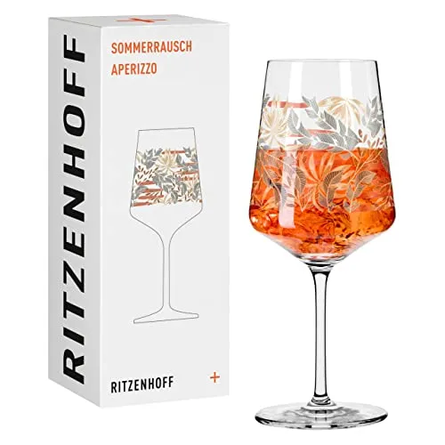 RITZENHOFF 2841015 Aperitif-Glas 500 ml - Serie Sommerrausch Nr. 15 - Aperizzo-Glas Laub-Motiv Grün - Made in Germany
