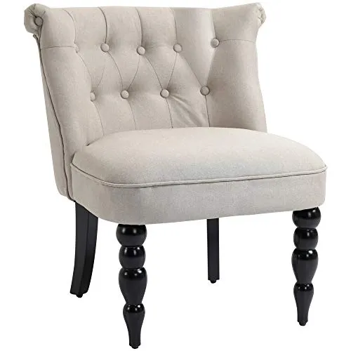 Vintage Relaxsessel Beige+Schwarz - Sofas & Sessel - Bequemer Relaxstuhl mit verstellbaren Füßen, ideal für entspannte Stunden im Wohnzimmer. Hochwertiger Leinenbezug und FSC-zertifiziertes Holzgestell.