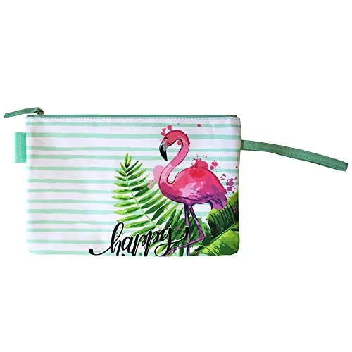 Bikini Wetbag Happy Lindgrün, wasserdichte Badetasche, Bikini Bag im Sommer Design, Nasstasche für Unterwegs, Schwimmbeutel für Urlaub, Strand, Schwimmbad