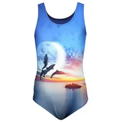 Aquarti Mädchen Badeanzug mit Ringerrücken und Delfin-Print - Badeanzüge für Mädchen, chlorbeständig und schnelltrocknend, ideal für Strandurlaub und Schwimmunterricht mit optimaler Passform für Bewegungsfreiheit.