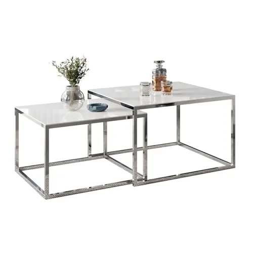 Lookway Couchtisch Yoshi 2in1 mit Chromgestell & Glasplatte von Lookway