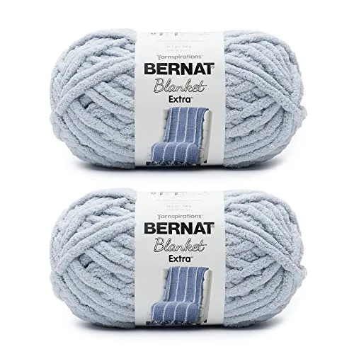 Produktbild Bernat Deckengarn, extra weich, Blau, 2er-Pack mit 300 g, Polyester, 7 Jumbo, 90 Meter – Stricken/Häkeln