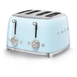 Smeg TSF03PBEU 4-Schlitz Toaster in Blau - Toaster mit 4 Schlitzen, elegantes Retro-Design und perfekte Toastresultate für die ganze Familie.