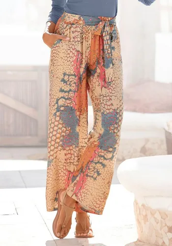 Buffalo Palazzohose (mit Bindegürtel) mit Animalprint und elastischem Bund, leichte Sommerhose, Schlupfhose