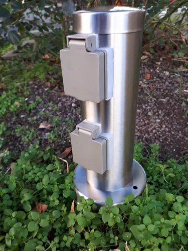 Nordlux Power socket Edelstahl Energiesäule zwei Steckdosen IP44 Gartensteckdose