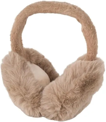 styleBREAKER Damen Ohrenschützer Teddyfell Optik | Flauschige Ohrenwärmer Earmuffs mit flexiblem Bügel | Weiche Winter Ohrschützer für Freizeit Spaziergänge und Outdoor, Farbe:Taupe