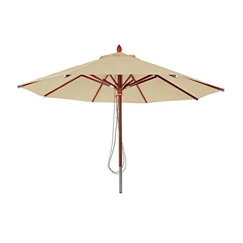 Mendler Gastronomie Holz-Sonnenschirm HWC-C57, rund Ø4m in beige von Mendler