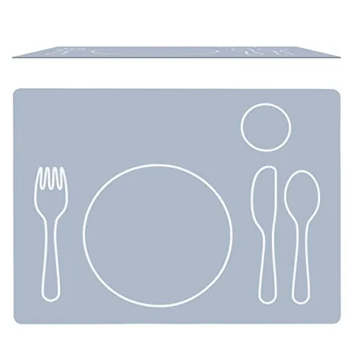 Montessori Silikon Tischset für Kinder - Platzset - abwaschbar (grau, 40x30cm)