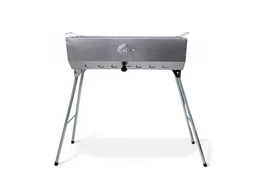 Mangal Taschkent Schaschlikgrill aus Edelstahl - Hochwertiger Schaschlikgrill mit klappbaren Beinen, rostfreiem Edelstahl und Luftregler für optimalen Grillgenuss im Freien.