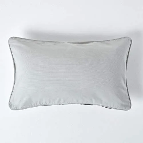 Homescapes graue Kissenhülle 30 x 50 cm, Deko-Kissenbezug mit Reißverschluss aus 100% Baumwolle, unifarbener Zierkissenbezug für Dekokissen und Sofakissen, hellgrau