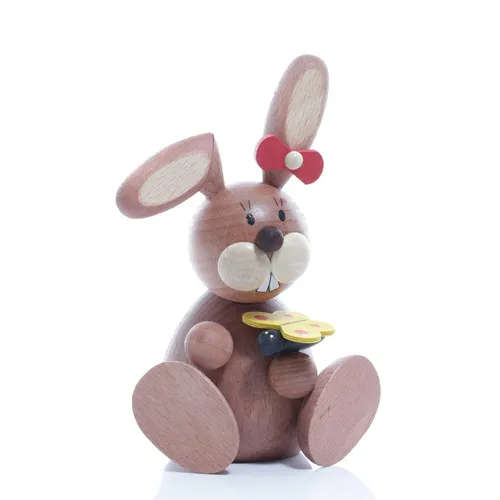 Osterartikel sitzender Osterhase mit Schmetterling, 11,2x7cm - Charmante Holzfigur für die Osterdekoration, bringt Freude in Ihr Zuhause und sorgt für eine festliche Atmosphäre.