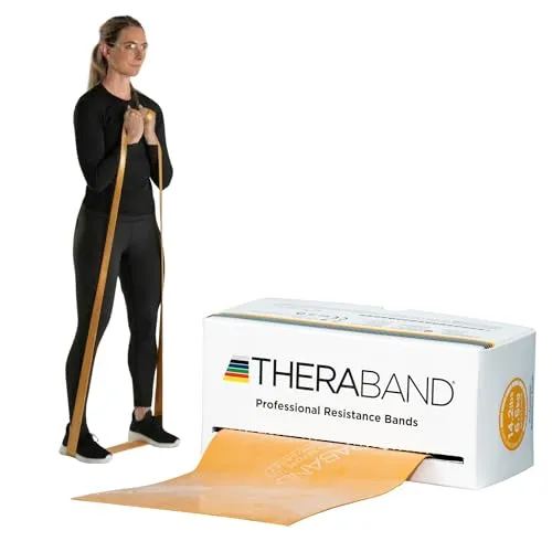 THERABAND Fitnessband 5,5 m - Widerstandsbänder für vielseitiges Training - Ideal für Therapie und Sport, bietet dieses Fitnessband lineares Dehnungsverhalten mit 7 Widerständen für individuelles Kraft- und Koordinationstraining.