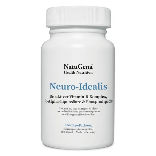 Neuro-Idealis Vitamin-B-Komplex+Liponsäure Kapseln 180 St - Nahrungsergänzungsmittel mit hochdosierten B-Vitaminen und liposomal formulierter R-Alpha-Liponsäure für optimale Bioverfügbarkeit und Unterstützung des Nervensystems.