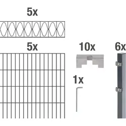 Doppelstabmatten-Set ALBERTS Eleganz 200 x 140 cm, 10 m anthrazit - Gartenzäune aus robustem Metall in stilvollem Anthrazit, ideal für eine elegante und langlebige Umrandung Ihres Gartens.