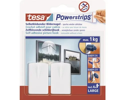 tesa Powerstrips selbstklebender Bildernagel 4,3 x 2,7 cm