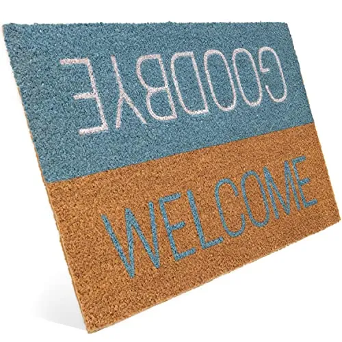 Entrando Fussmatte aus Kokos 40x60 cm - 20 Stillvolle Motiven - für außen, robust, rutschfest - ideal für überdachte Haustür (Welcome & Goodbye)