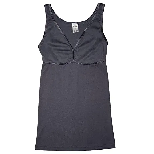 HERMKO 175803860 Damen BH-Hemd Unterhemd mit integriertem Bustier, Farbe:Graphit, Größe:36/38 (S)