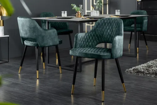 riess-ambiente 4-Fußstuhl PARIS petrol/schwarz gold von Riess-Ambiente