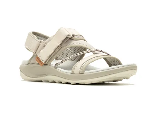 Merrell Sandale Terran 4 Backstrap - Damen Sandale in Silber/Beige, Größe 40 (US 9) - Wanderschuhe mit verstellbarem Klettverschluss für perfekte Passform, Gummilaufsohle für optimale Bodenhaftung und bequemem Fußbettschaum - der ideale Begleiter für warme Sommertage.