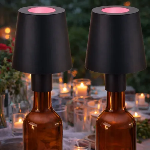 Flaschenleuchte LED Tischlampe mit Touchdimmer und Farbwechsel