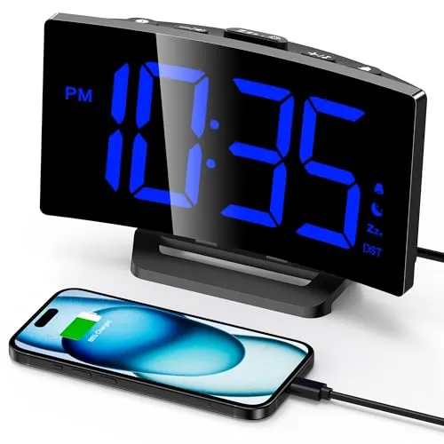 GOLOZA Wecker Digital, Digitale Uhr mit modernem geschwungenem Design, LED