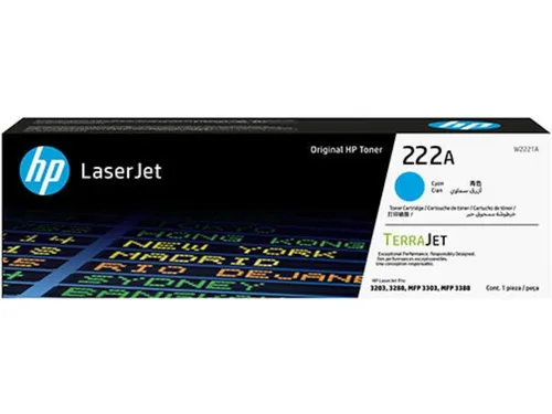 HP 222A Cyan Tonerpatrone (W2221A) - Original für LaserJet - Tonerpatrone für LaserJet-Drucker, mit einer Ergiebigkeit von bis zu 1200 Seiten für gestochen scharfe Farben und professionelle Druckergebnisse.