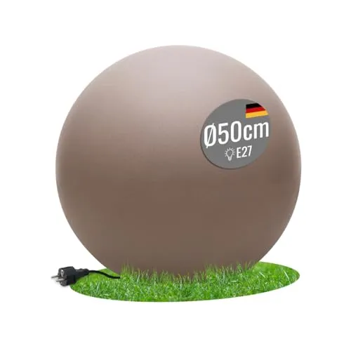 seasons design LED Kugelleuchte 50 cm Shining Globe (taupe) – Wetterfeste Gartenlampe für innen und außen - Lampen – Wetterfest und robust, ideal für Garten, Terrasse oder Balkon. Stimmungsvolle LED-Beleuchtung, sofort einsatzbereit mit 2,35m Kabel.