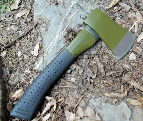 Campingbeil Vollstahl Axt Outdoorbeil ca. 30 cm Gesamtlänge Campingaxt oliv