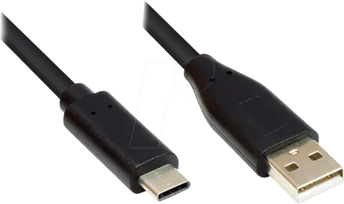Good Connections USB 2.0 Anschlusskabel - USB-C Stecker an USB 2.0 A Stecker, 3 m Länge, hohe Qualität mit Kupferleitern und Doppelschirmung für schnelle Datenübertragung bis 480 Mbit/s