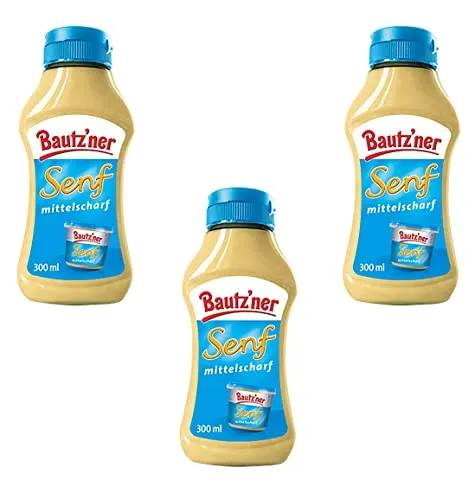 Bautzner Senf mittelscharf 3er Set (3x300ml) 900ml in Squeeze Flasche
