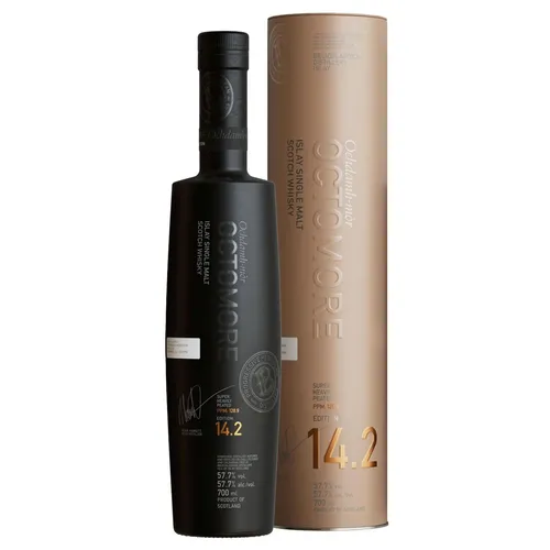 Octomore EDITION: 14.2 Super Heavily Peated Islay Single Malt 57,7% Vol. 0,7l - Whisky mit intensivem, torfigem Geschmack und edler Tinbox-Verpackung – ideal für Sammler und Genießer.