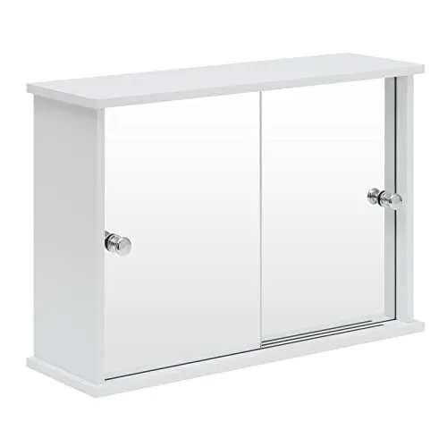 EUGAD Spiegelschrank für Badzimmer - Hängeschrank mit Spiegel und Ablage - Spiegelschränke fürs Bad aus hochwertigem, feuchtigkeitsbeständigem MDF. Mit verstellbarem Regalboden und verschiebbaren Spiegeltüren für optimalen Stauraum und einfache Montage.