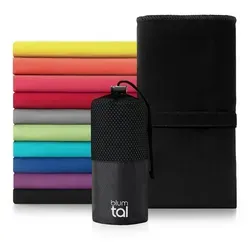 Blumtal Sporthandtuch Mikrofaser Handtuch - kompakte Mikrofaser Handtücher, Mikrofaser (inkl. Transporttasche, einzeln oder als Set verfügbar, 1-St), ultra leicht & schnelltrocknend, Reisehandtuch, Strandhandtuch schwarz 100 cm x 200 cm