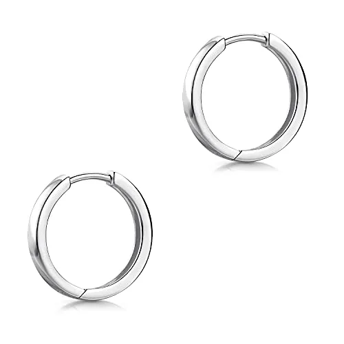 Materia Klappcreolen Silber 925 klein 9mm SO-427 - Ohrringe für Damen: Schlichte Klappcreolen aus rhodiniertem 925 Sterling Silber, schützen vor Anlaufen und bieten sicheren Halt durch den praktischen Schnappverschluss.