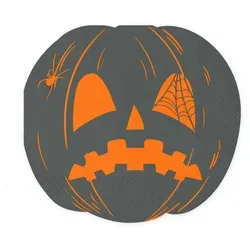 Servietten Papier 16,5x15cm Gruselige Kürbisse 20 Stück Orange Schwarz