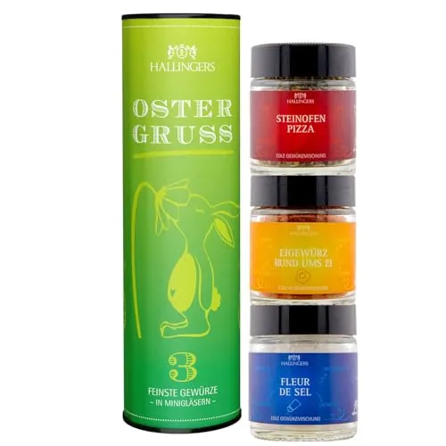 Hallingers Oster Geschenkset 3-teilig mit Gewürzen – handgemacht Genuss-Set aus aller Welt - Made in Germany