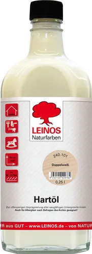 LEINOS Holzöl 250 ml | Hartöl Doppelweiß für Tische Möbel Arbeitsplatten | Teak Eiche Möbelöl für effektive Versiegelung und langanhaltenden Schutz im Innenbereich