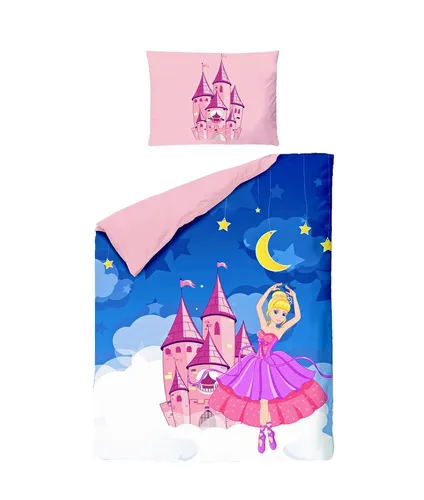 JACK Kinder Renforce Baby Bettwäsche 2tlg 100x135cm Prinzessin Lila Schloss Mond