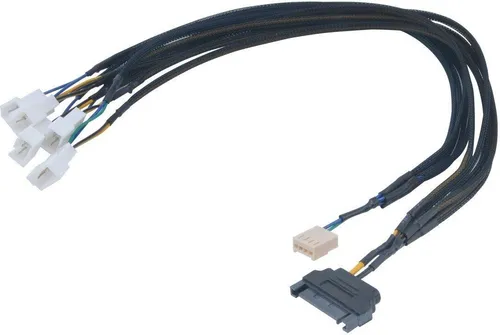 Akasa Flexa FP5S PWM Verteiler-Kabel für 5 Lüfter, gesleevt, 45 cm