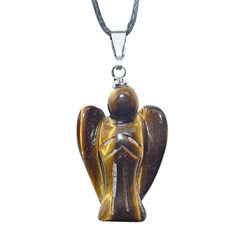 Tigerauge Engel Anhänger mit silberfarbener Öse ca. 30 mm.(3694)