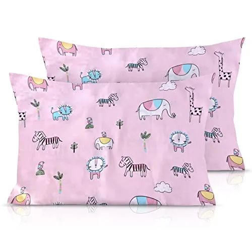 Vegena Kinder Kissenbezug 40x60 cm - 2 Stück Baumwolle Kopfkissenbezug mit Umschlagverschluss, Baby Kleinkind Kissen Kissenbezüge für Kinderwagen, Baby-Kissenbezug für Jungen Mädchen Bettwäsche