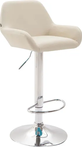 CLP Barhocker Braga - Drehbar & Höhenverstellbar in Creme-Chrom - Moderne Barhocker in Kunstleder, 360° drehbar und stufenlos höhenverstellbar. Ideal für gemütliche Abende an der Theke mit optimalem Sitzkomfort.