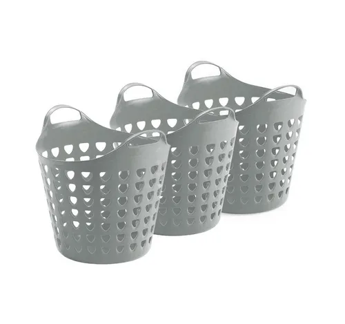 Kreher® flexibler Aufbewahrungskorb 3er Set in Grau in grau von Kreher