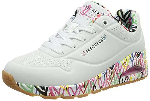 Skechers Damen Sneakers - White, 38 EU - Damen-Sneaker aus hochwertigem synthetischem Leder, ideal für Komfort und Stil im Alltag.