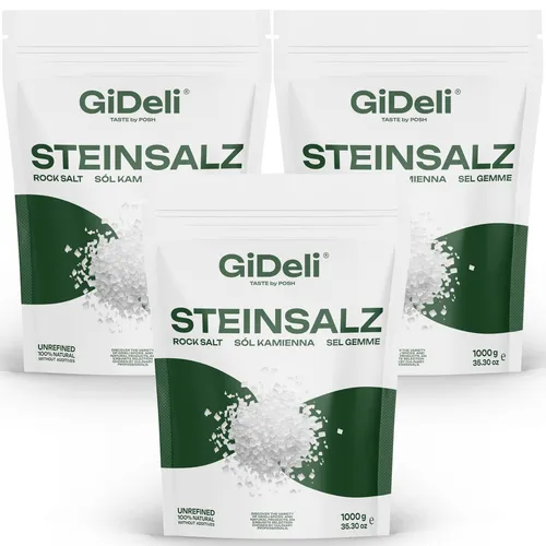 GiDeli Steinsalz Grob 3kg Eimer | Natürliches Spielsalz, Kochsalz, Kristallsalz